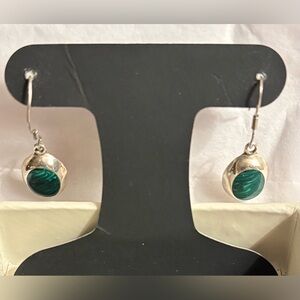 925 Sterling Silver Malachite Gemstone Earrings
